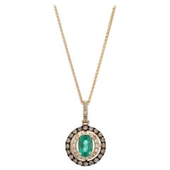 Effy .86ctw Emerald and Diamond Pendant Necklace, 14k Yellow Gold, Length 20 In