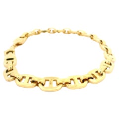 Bracciale italiano in oro giallo 14k a maglie quadrate gonfie Marin lucido
