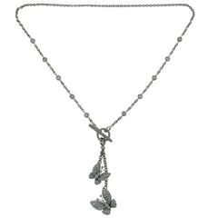 Magnificent White Gold Falling Butterfly Diamond Pendant Necklace 8