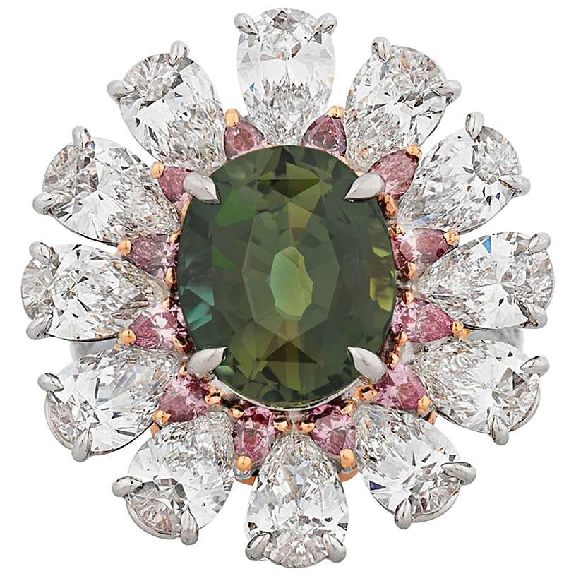 5.52 Carat Color-Changing Alexandrite Ring
