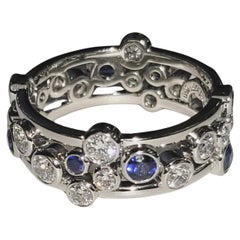 Tiffany & Co. Sapphire Diamond Platinum "Bubbles" Ring