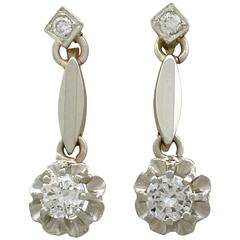 1970s Diamond Yellow Gold Drop Earrings 2