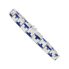 Sophia D Art Deco Sapphire Diamond Platinum Line Bracelet