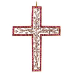Victorian Ruby Diamond Cross, circa 1850 10