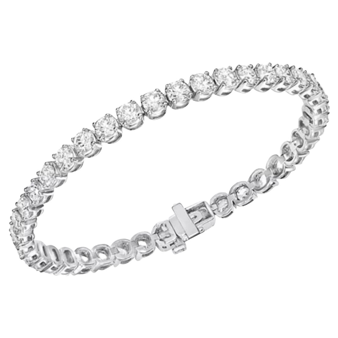 Bracelet tennis de 34 diamants ronds et 35 pointes chacun en or 14 carats 11,9 carats 7 " en vente