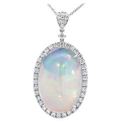 Elegant Opal Pendant with Diamond Accents