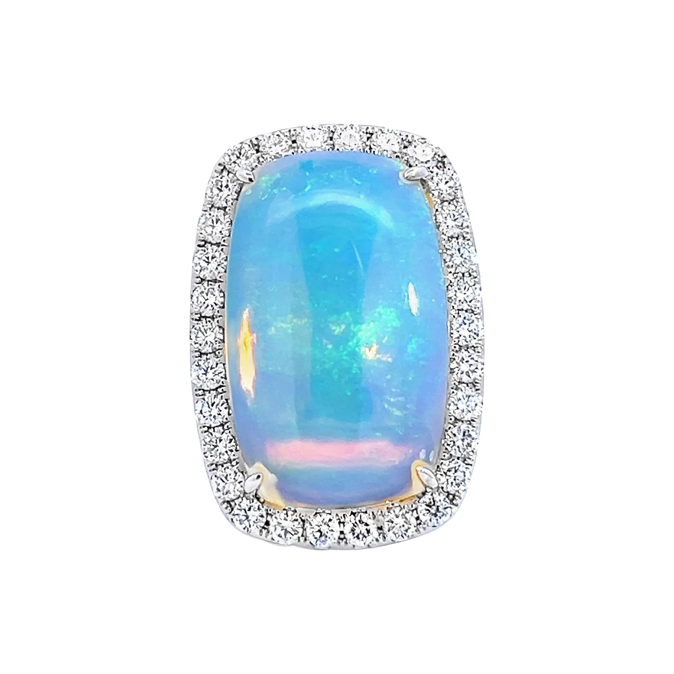 Stunning Opal Ring with Diamond Halo