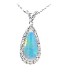 Elegant Opal Pendant with Diamond Accents