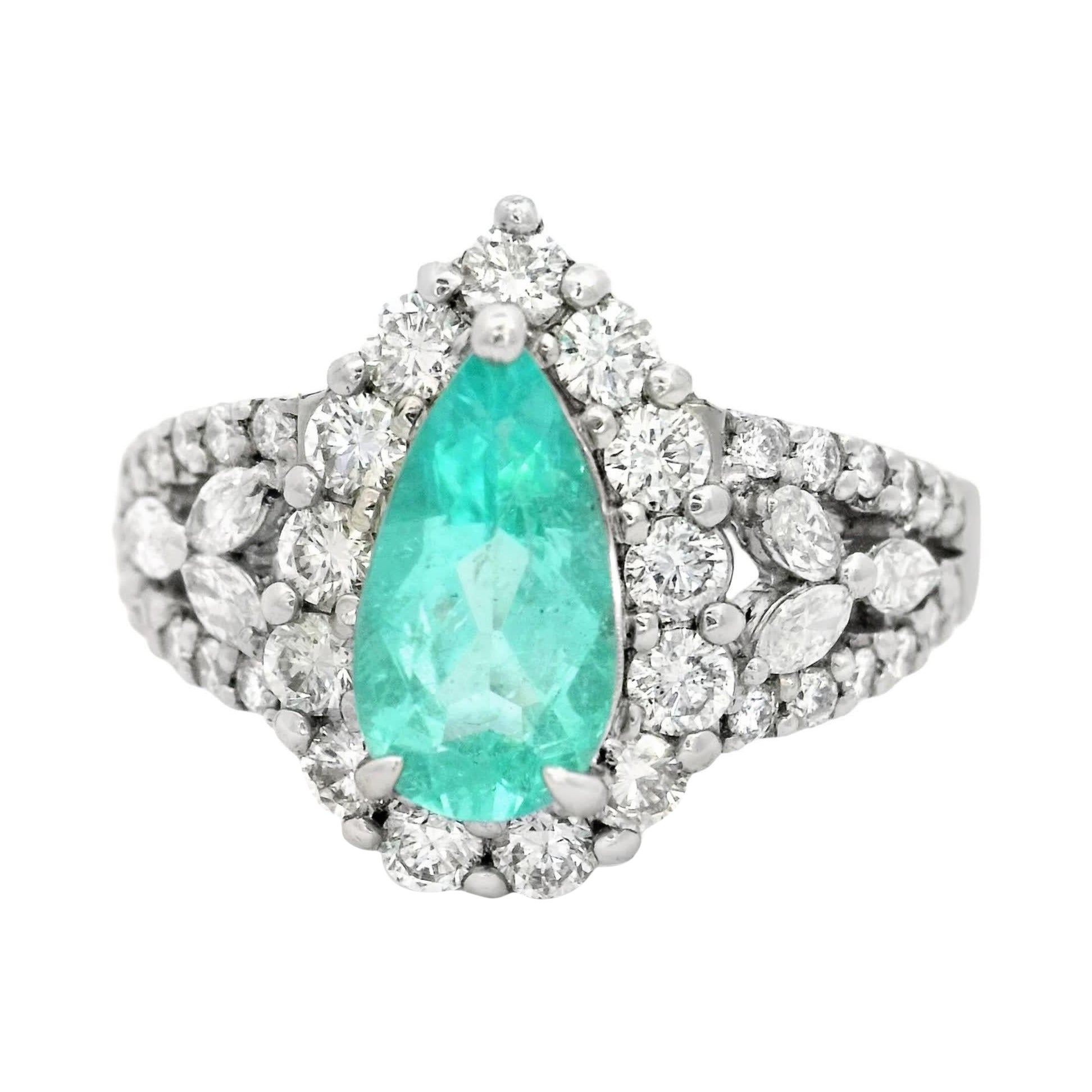 Elegant Teardrop Aquamarine Ring For Sale