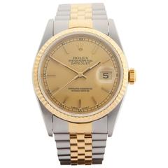 Rolex Yellow Gold Stainless Steel Datejust Automatic Wristwatch Model 16233