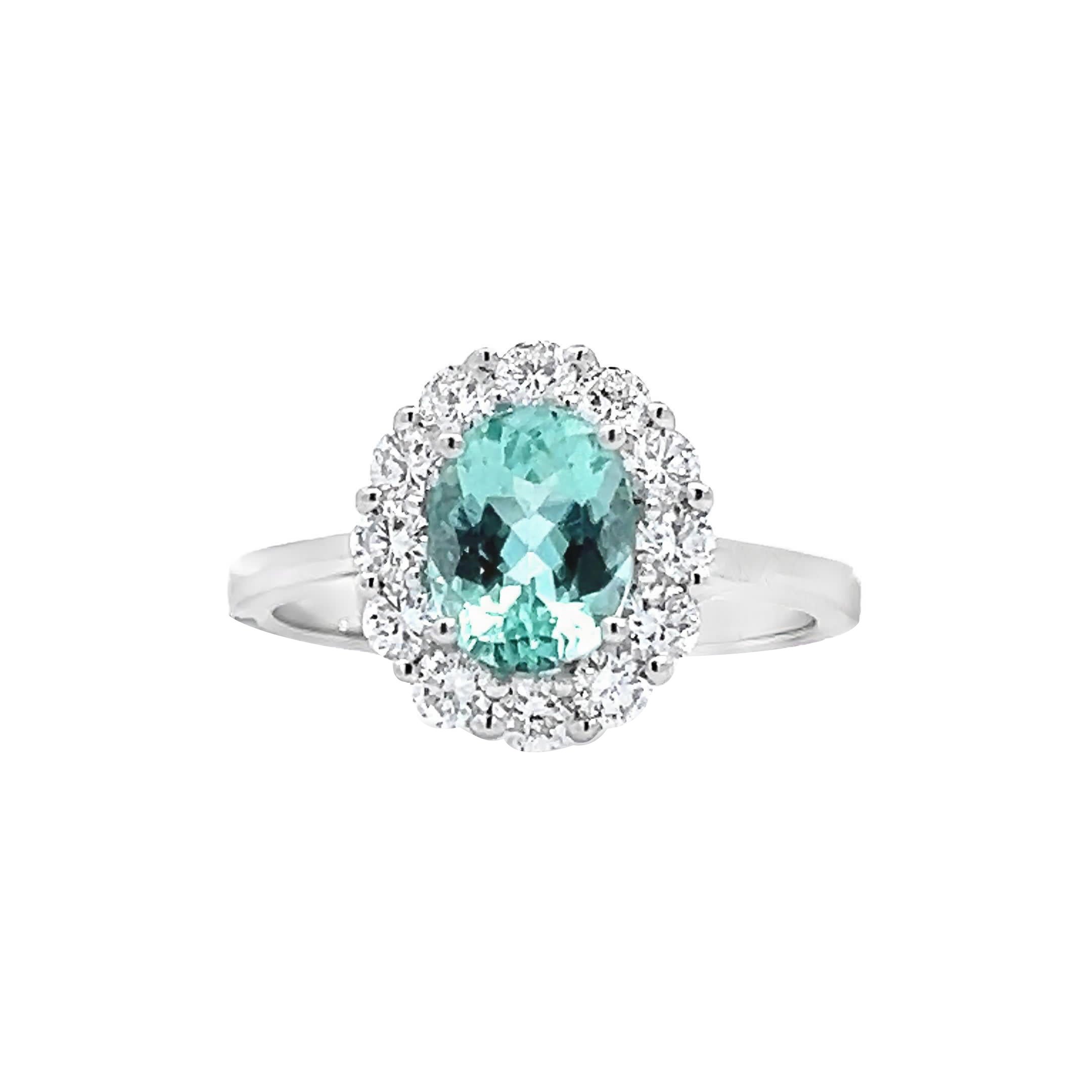 Eleganter Aquamarin-Halo-Ring