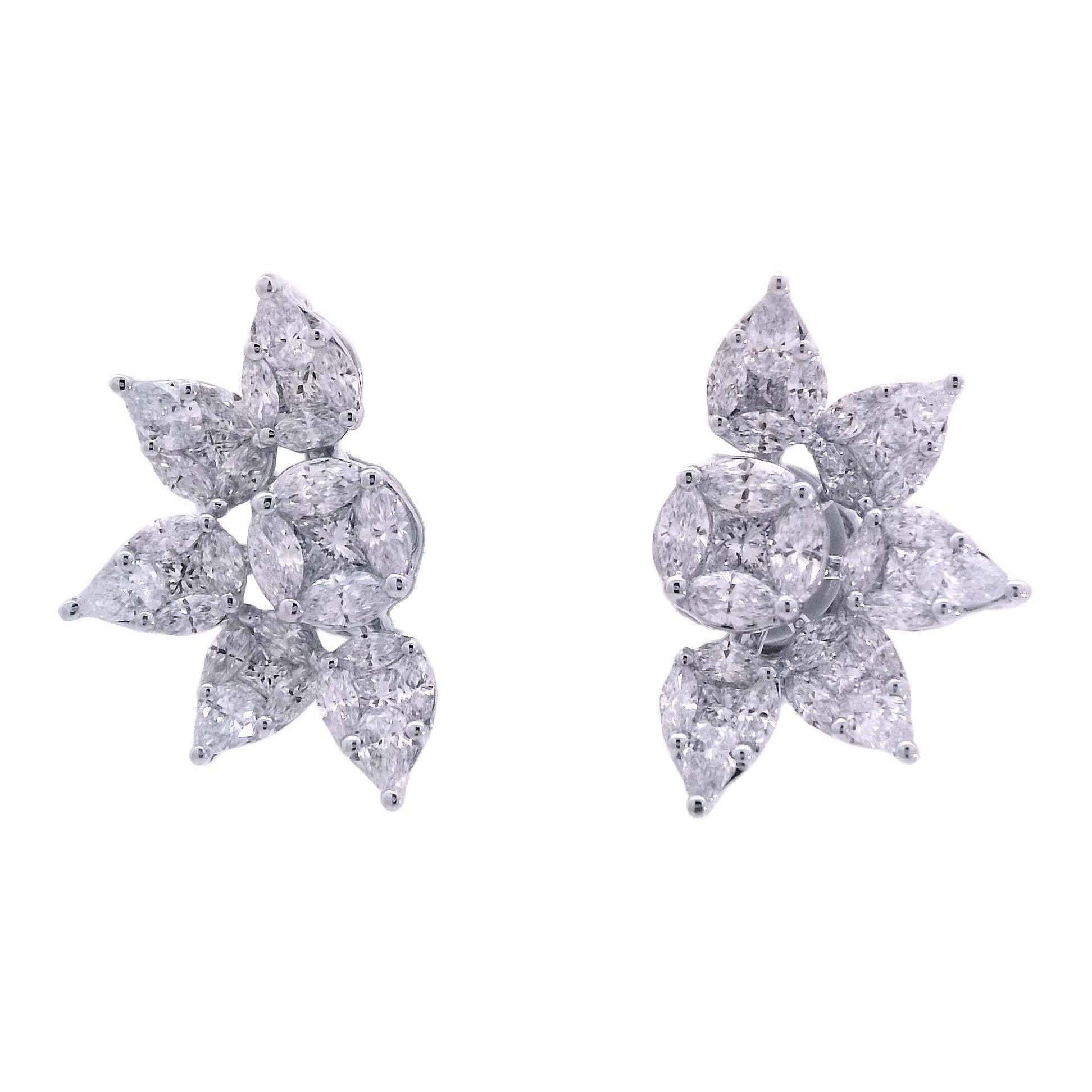 Elegant Floral Diamond Earrings