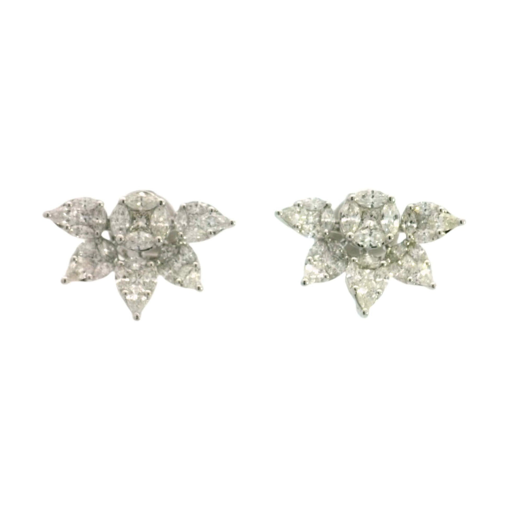 Elegant Diamond Flower Earrings