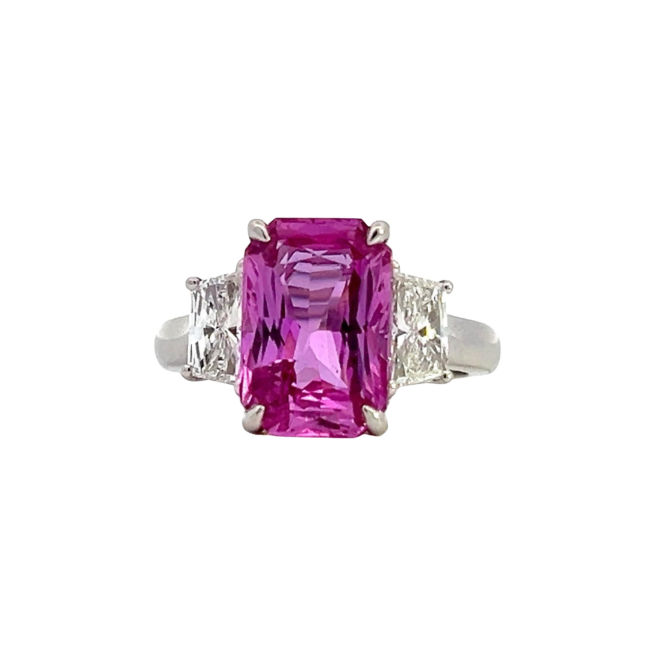 Elegante anello di zaffiro rosa in platino