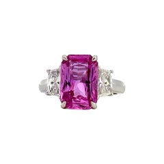 Elegant Pink Sapphire Platinum Ring