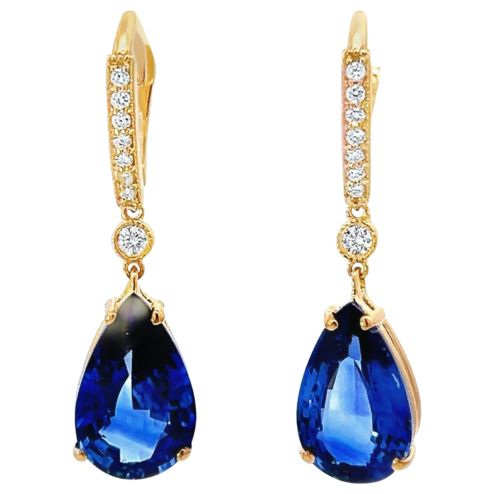 Elegant Sapphire Drop Earrings For Sale