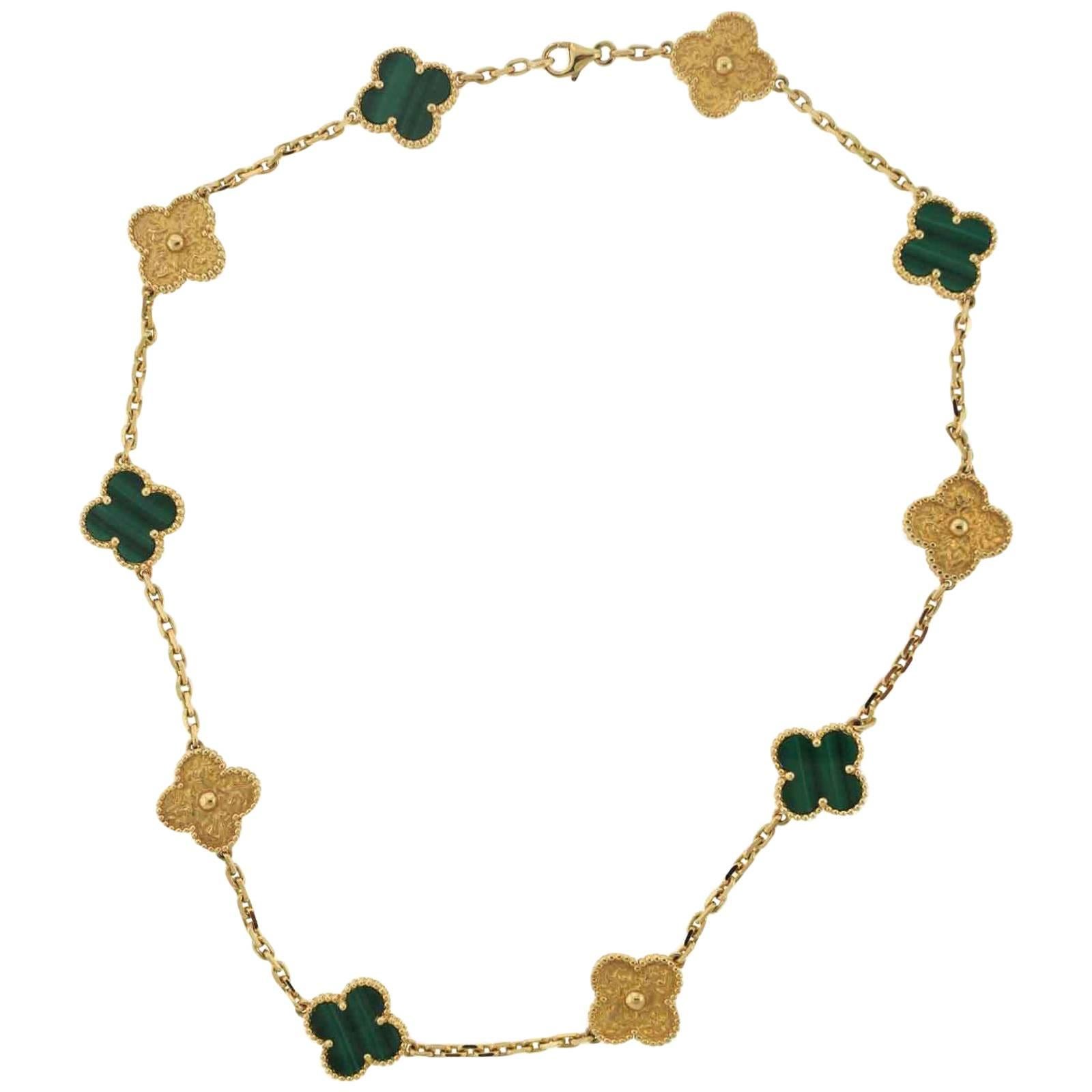 Van Cleef & Arpels Special Edition Alhambra Necklace 10 Motif Necklace For Sale