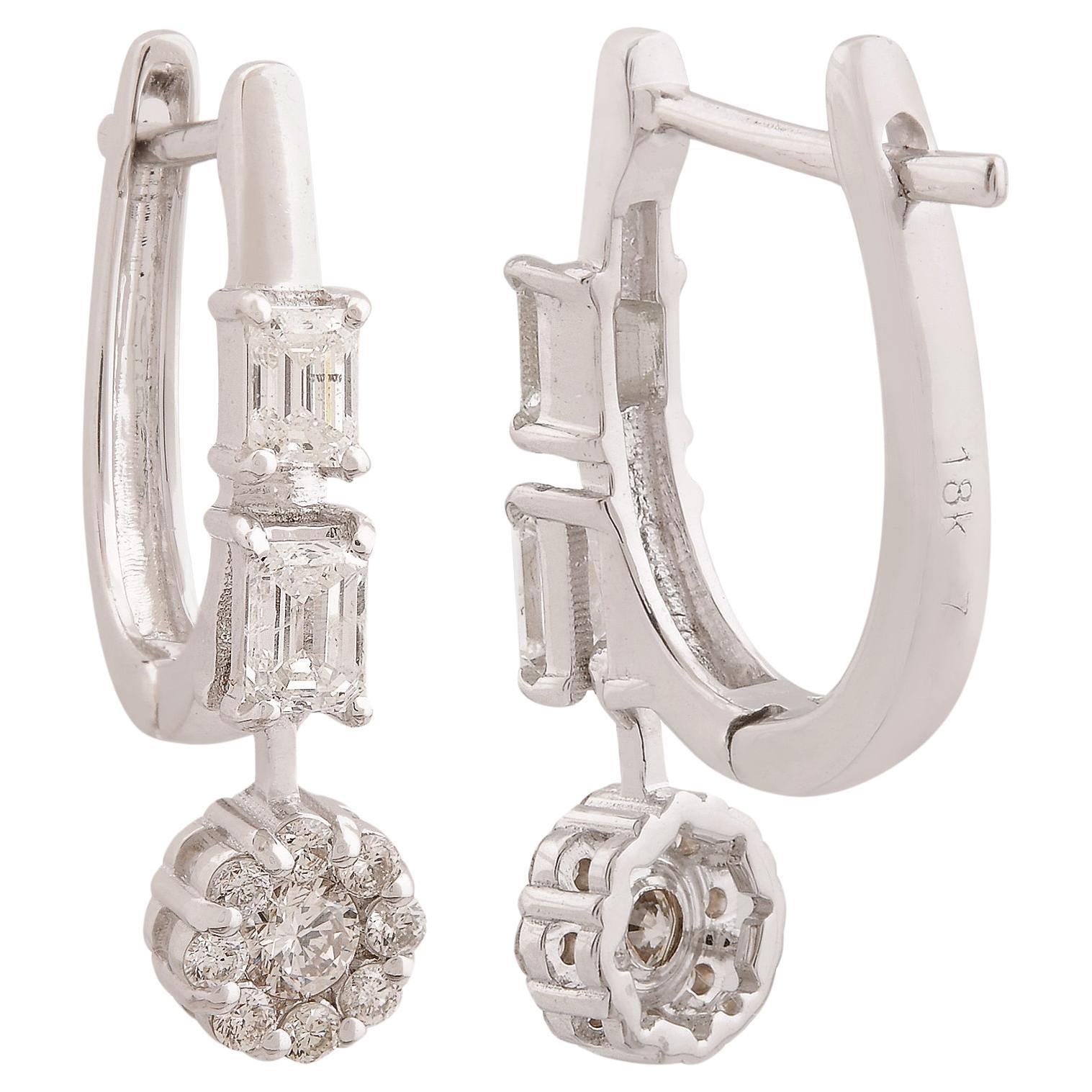 Certified 1.05 Carat SI Clarity HI Color Diamond Earrings Solid 18k White Gold