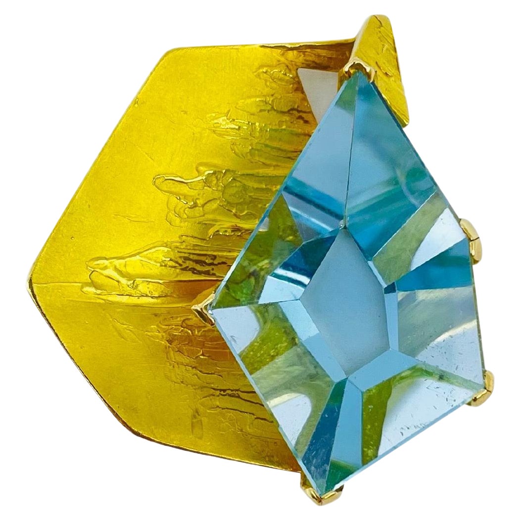 Gold Chain Pendant with blue topaz , Wurzbacher