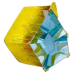 Gold Chain Pendant with blue topaz , Wurzbacher