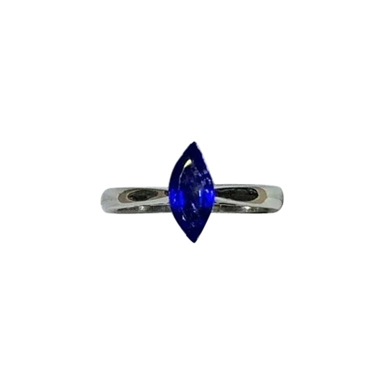 0.60ct Sapphire ceylon marquise engagement ring in platinum.