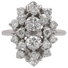 14K White Gold 1.12 carat tw Diamond Cocktail Ring size 6