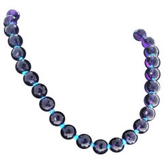Collana AJD con ametiste e turchesi blu tagliate e lucidate a specchio da 20".