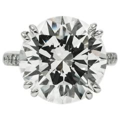 GIA Certified 6.50 Carat Round Brilliant Cut Diamond Pave Platinum Ring 