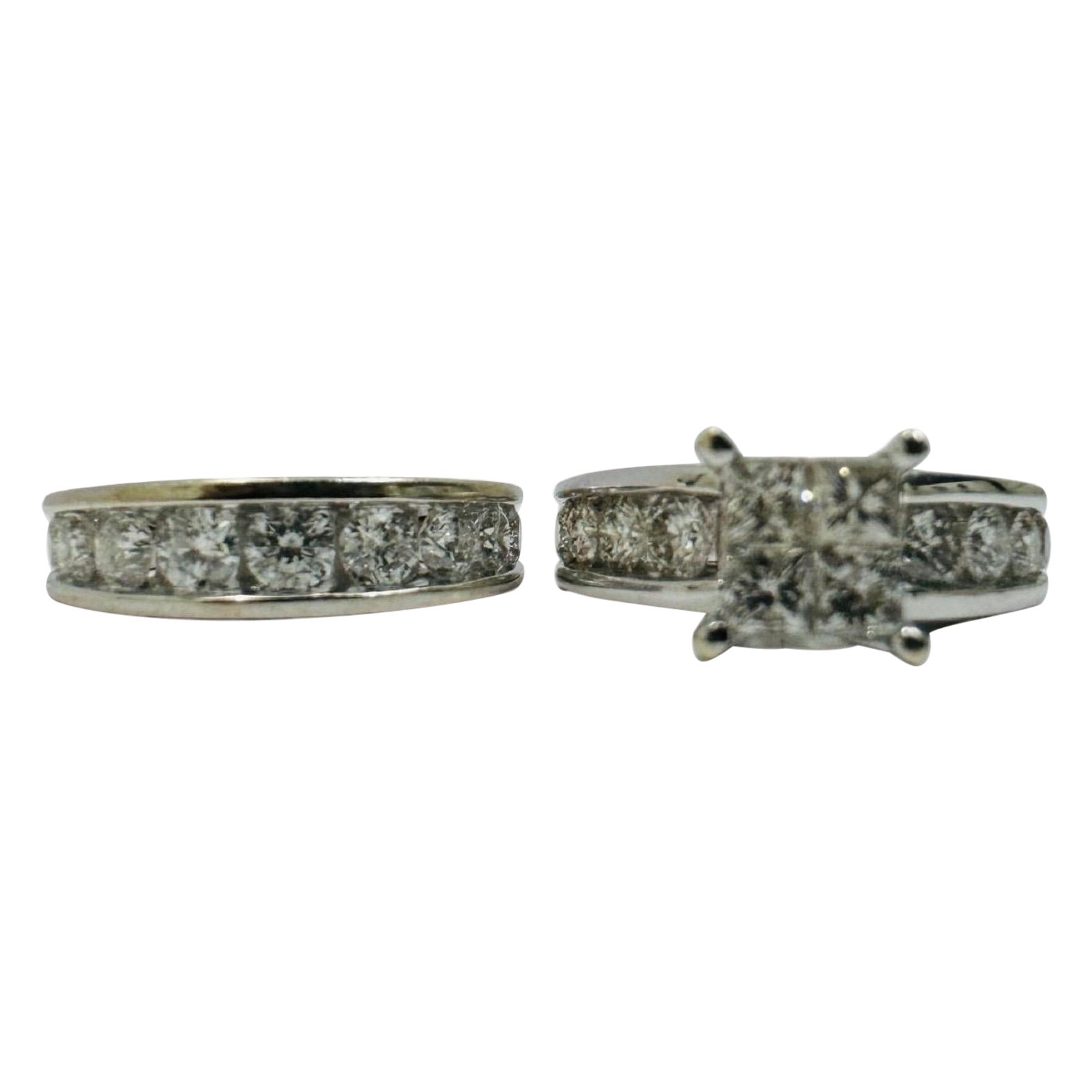 Exquisite 14K White Gold 3.53tcw Diamond Wedding Ring Set For Sale