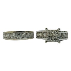Used Exquisite 14K White Gold 3.53tcw Diamond Wedding Ring Set