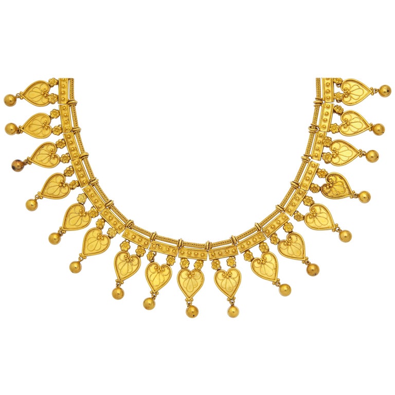 Etruscan Revival Granulated Gold Necklace, circa 1870 For Sale at 1stdibs