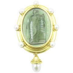 Elizabeth Locke Venetian Glass Pearl Mother-of-Pearl Gold Brooch