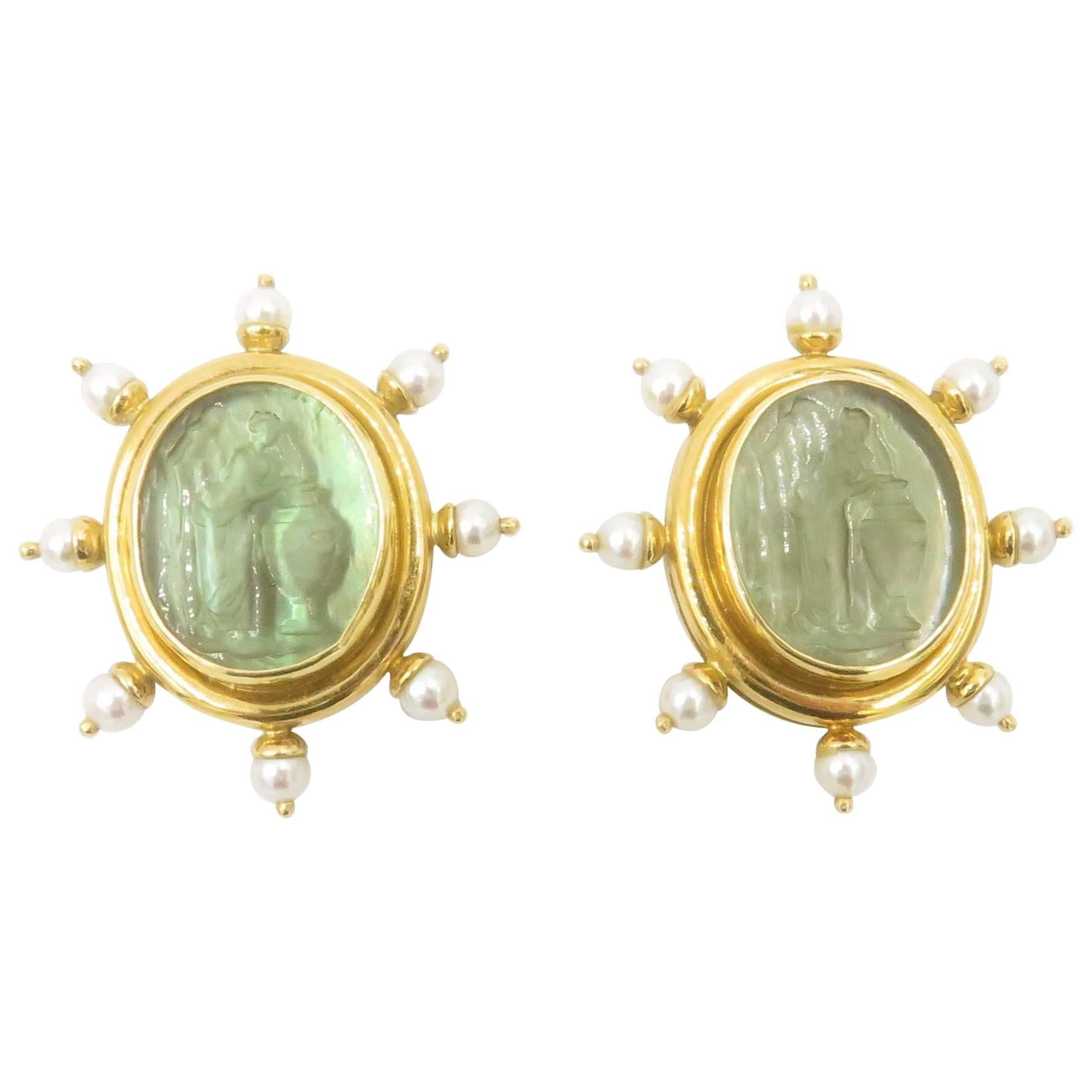 Elizabeth Locke Venetian Glass Pearl Mother-of-Pearl Gold Earrings