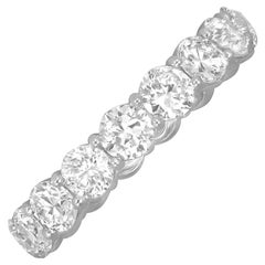 Anillo de diamantes de banda europea antigua (aprox. 4,30 quilates), color I-J, platino