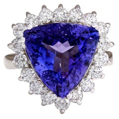 Dazzling Natural Tanzanite Diamond Ring In 14 Karat White Gold