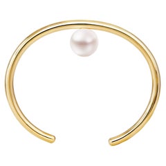 Bracciale surrealista con perle fluttuanti in oro 14k Pezzo di dichiarazione
