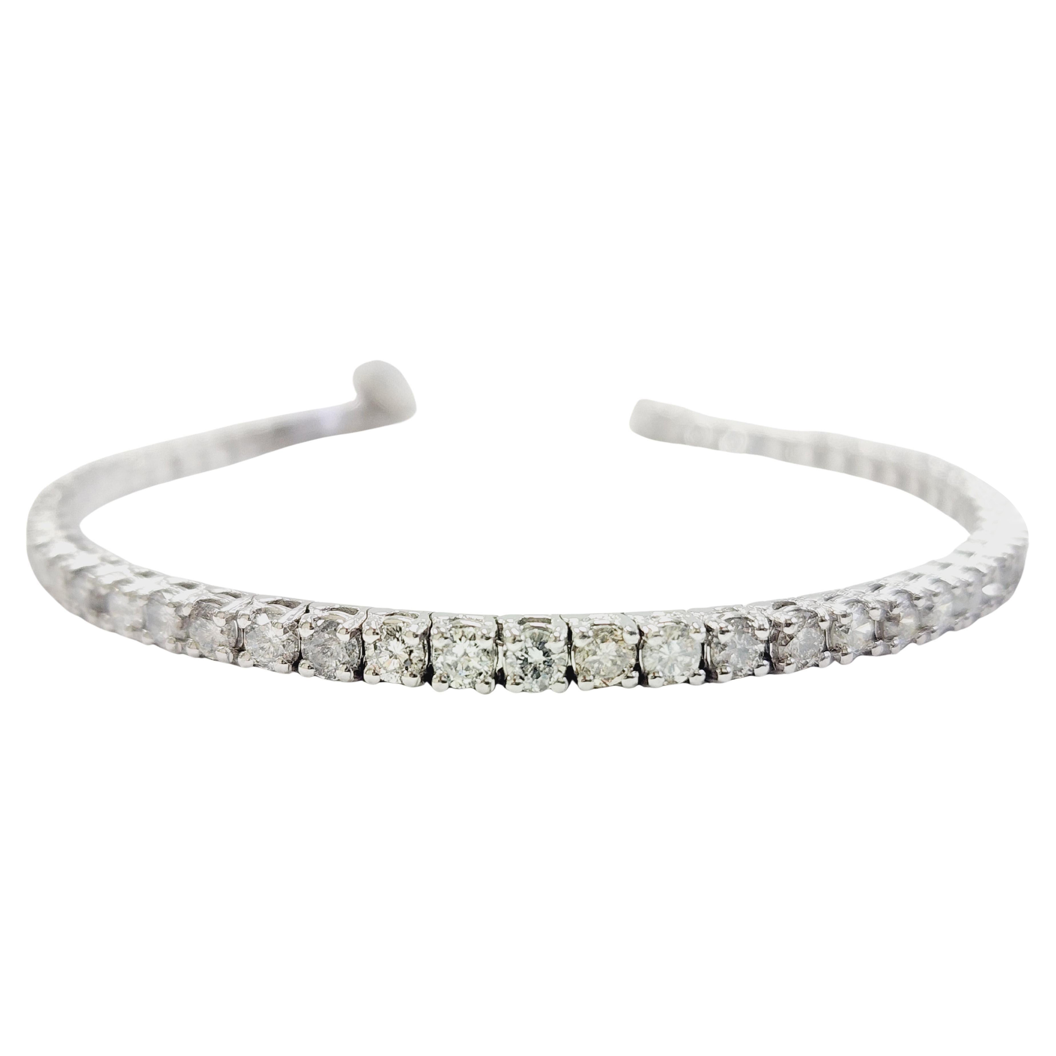 Bracelet tennis en or blanc 14 carats avec diamants naturels de 5,36 carats