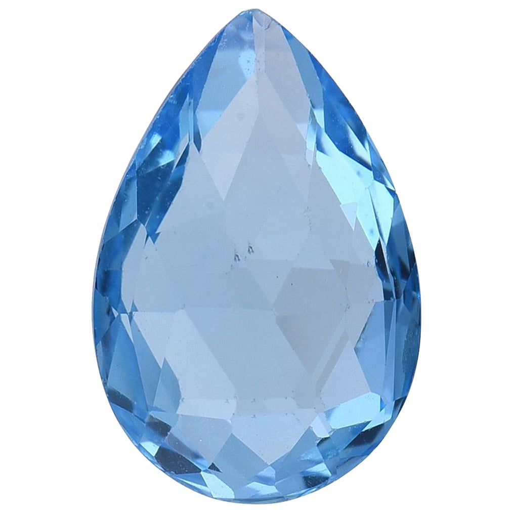 TJD Loose Natural Swiss Blue Topaz 7.26 Cts Pear Shape Gemstone for Ring/Pendant