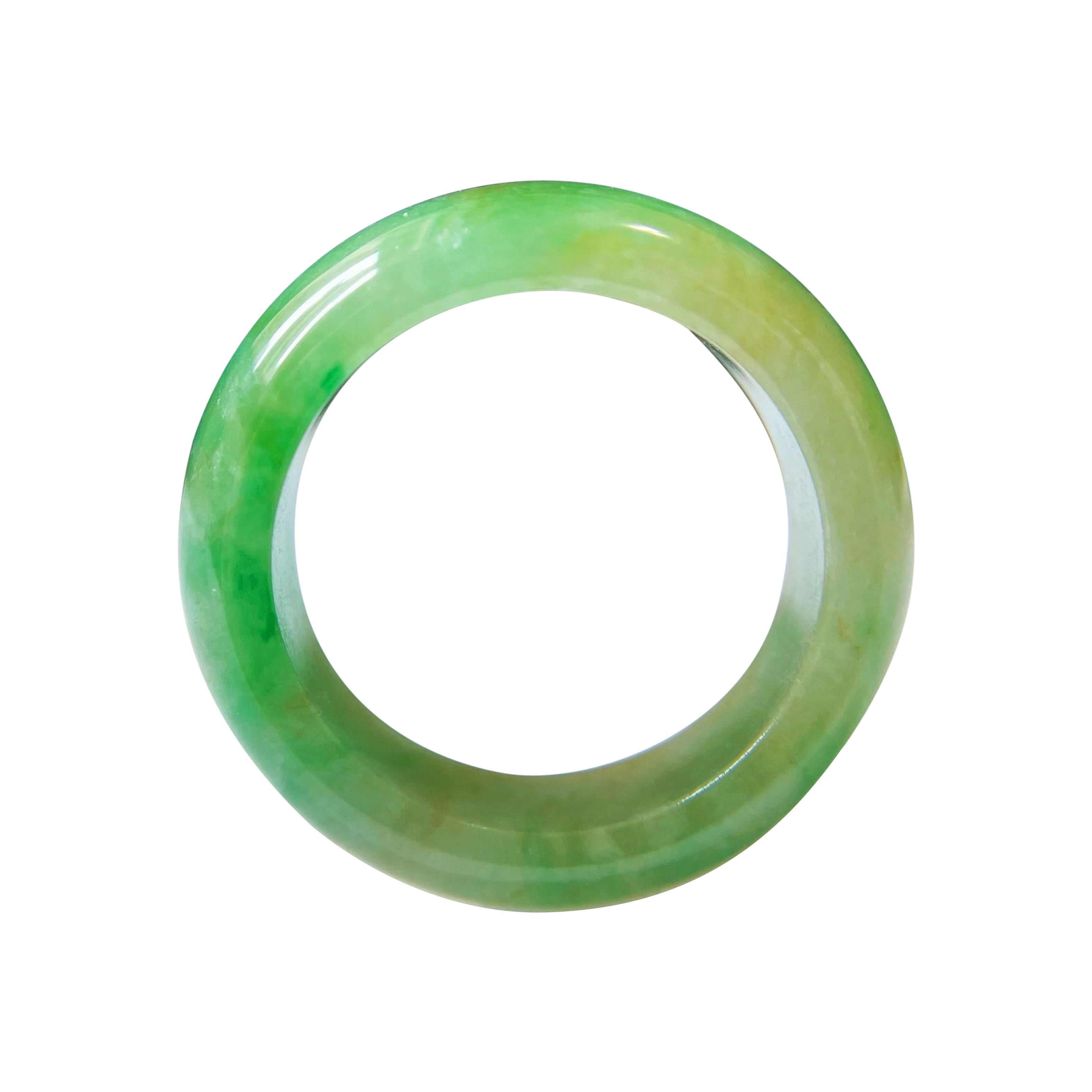 Natural Myanmar Bi-Color Vivid Green and Yellow Icy Type Jade Ring Band