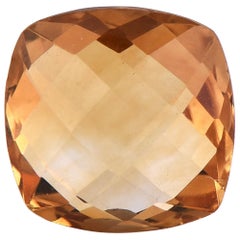 TJD Loose 3.95 Ct Cushion Cut Yellow Natural Citrine Gemstone for Ring & Pendant
