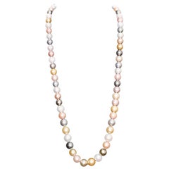 South Sea Multi-Color Pearl Necklace with Diamond Clasp