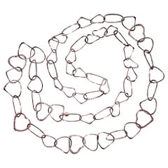 Alex Jona White Diamond 18 Karat Rose Gold Organic Shape Link Chain Necklace