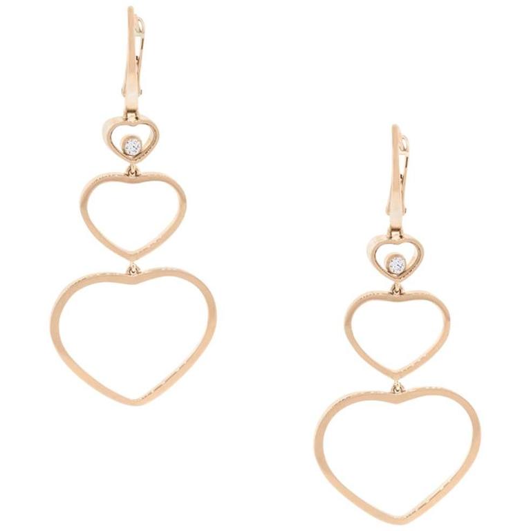 Chopard Diamond Rose Gold Hy Hearts Long Dangle Earrings At 1stdibs Chopard Diamond Rose Gold Hy Hearts Long Dangle Earrings For