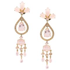 Rose Quartz and Diamond Earrings 8