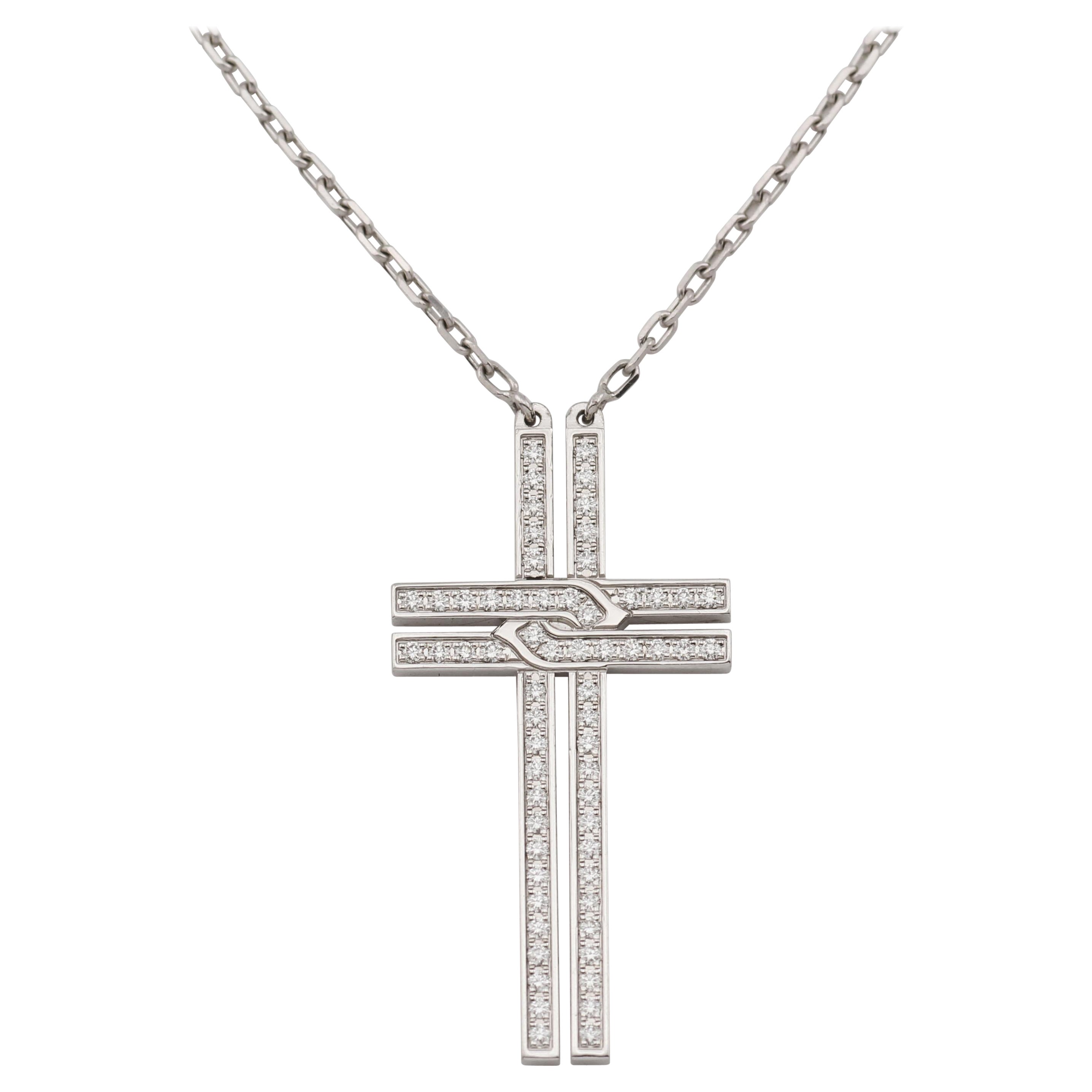 Cartier Diamond 18k White Gold Cross Necklace
