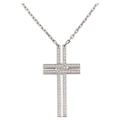 Cartier Diamond 18k White Gold Cross Necklace