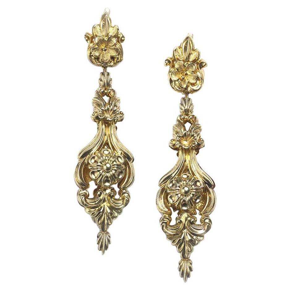 Georgianische goldene Wendbare Tropfenohrringe aus Gold, um 1820