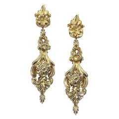 Pendientes de gota reversibles de oro georgiano, circa 1820
