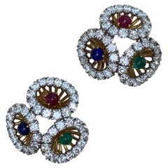 Vintage Cartier 10ct Round Brilliant Cut Double Earrings, 18K Gold