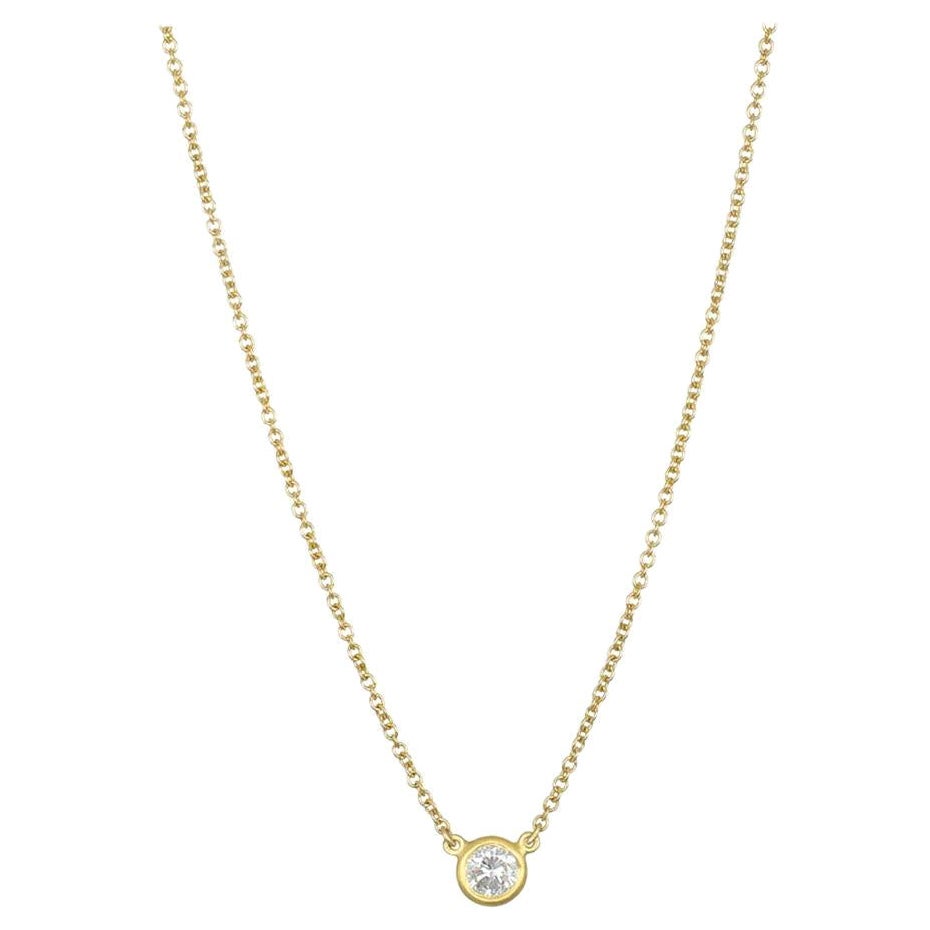 Faye Kim 18 Karat Gold Round Brilliant Cut Diamond Solitaire Necklace -.36 carat